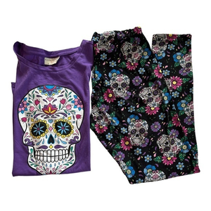 Bobbie Brooks Purple Skull Print Pajama Set